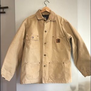 Canvas tan carhartt coat flannel lining